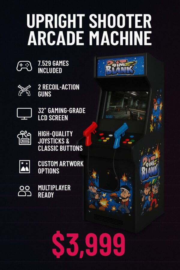 Upright Shooter Arcade – 2 Player Action Cabinet | Retrocade.store