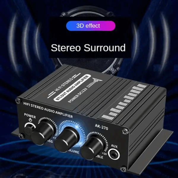 Amplifier 2 Channel  – 12V Stereo Audio Bass Treble Amp for Arcade & Pinball Machines