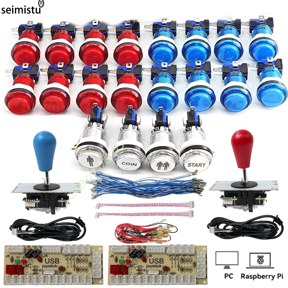 2 Player LED Arcade DIY Kit | USB Encoder Joystick Button Set