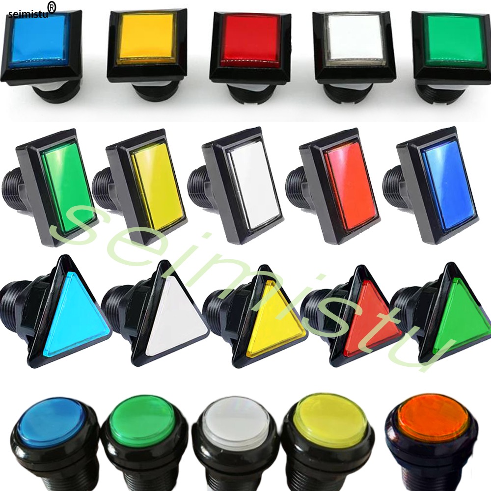 12V LED Arcade Push Buttons | Square Round Triangle Pinball Game Buttons