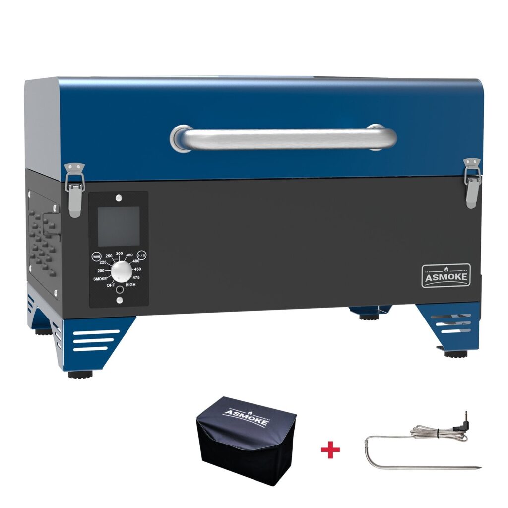 Asmoke AS300 Portable Pellet Grill and Smoker - Blue