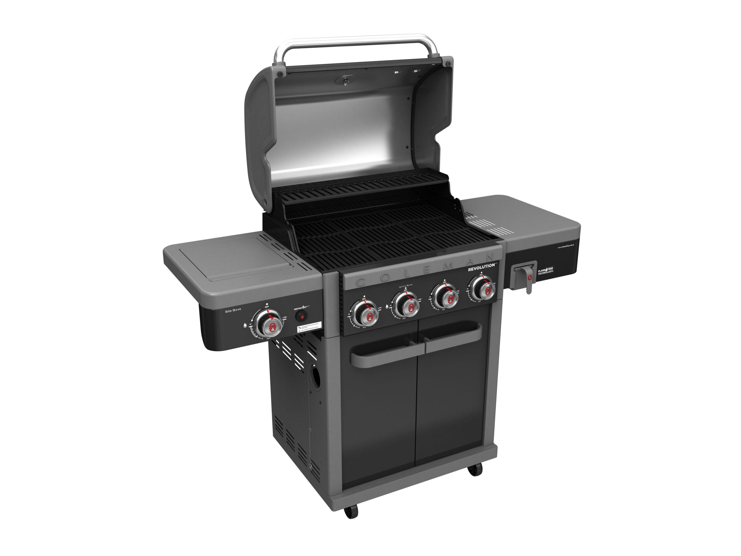 Coleman Revolution 4 Burner BBQ with Side Burner - Black Gloss