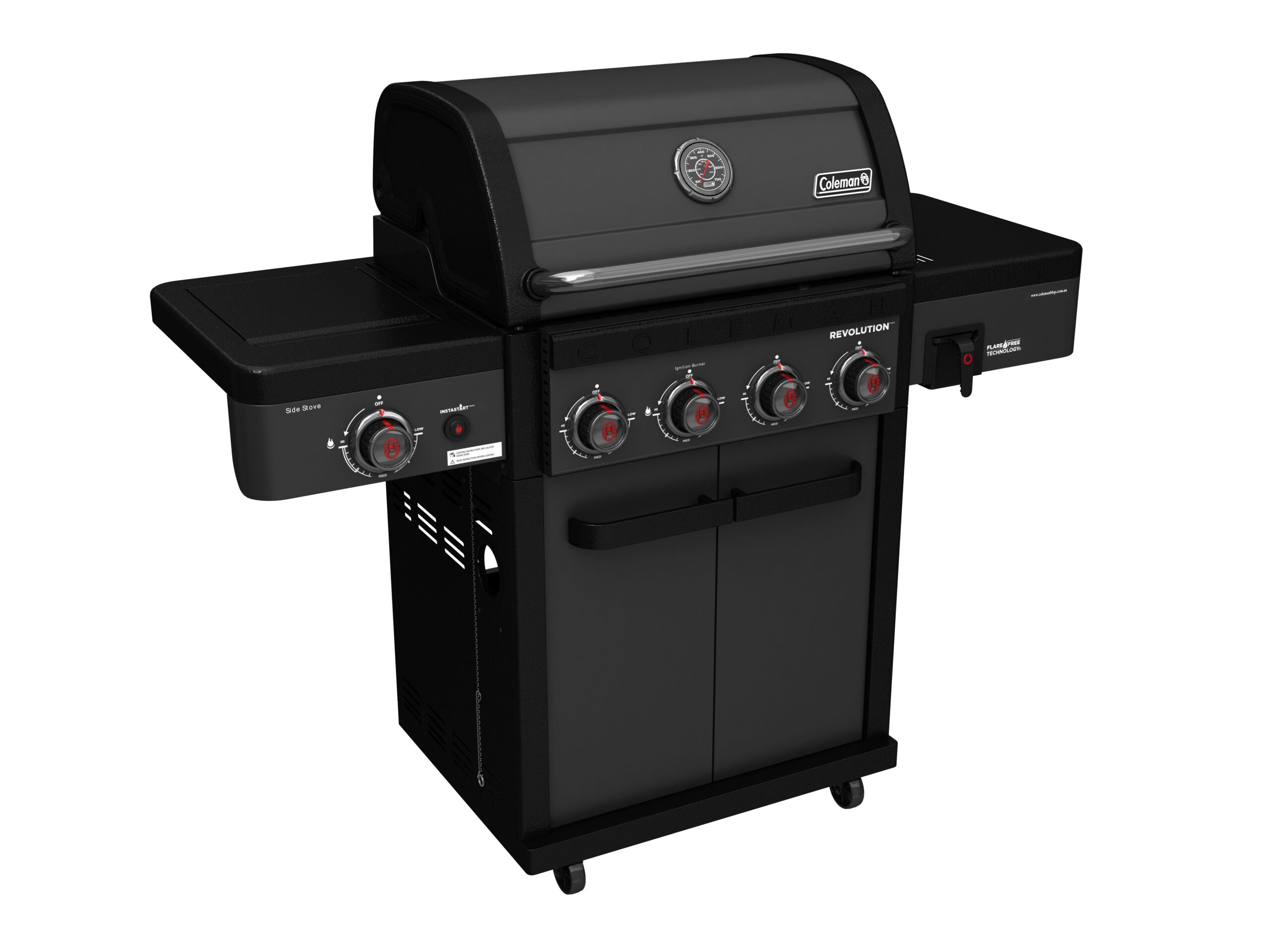 Coleman Revolution 4 Burner BBQ with Side Burner - Black Matte