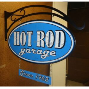 Hot Rod Garage Oval Double Sided Hanging Sign