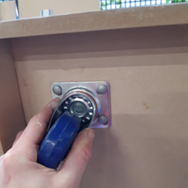 7.1 Attaching castor wheels to cabinet base