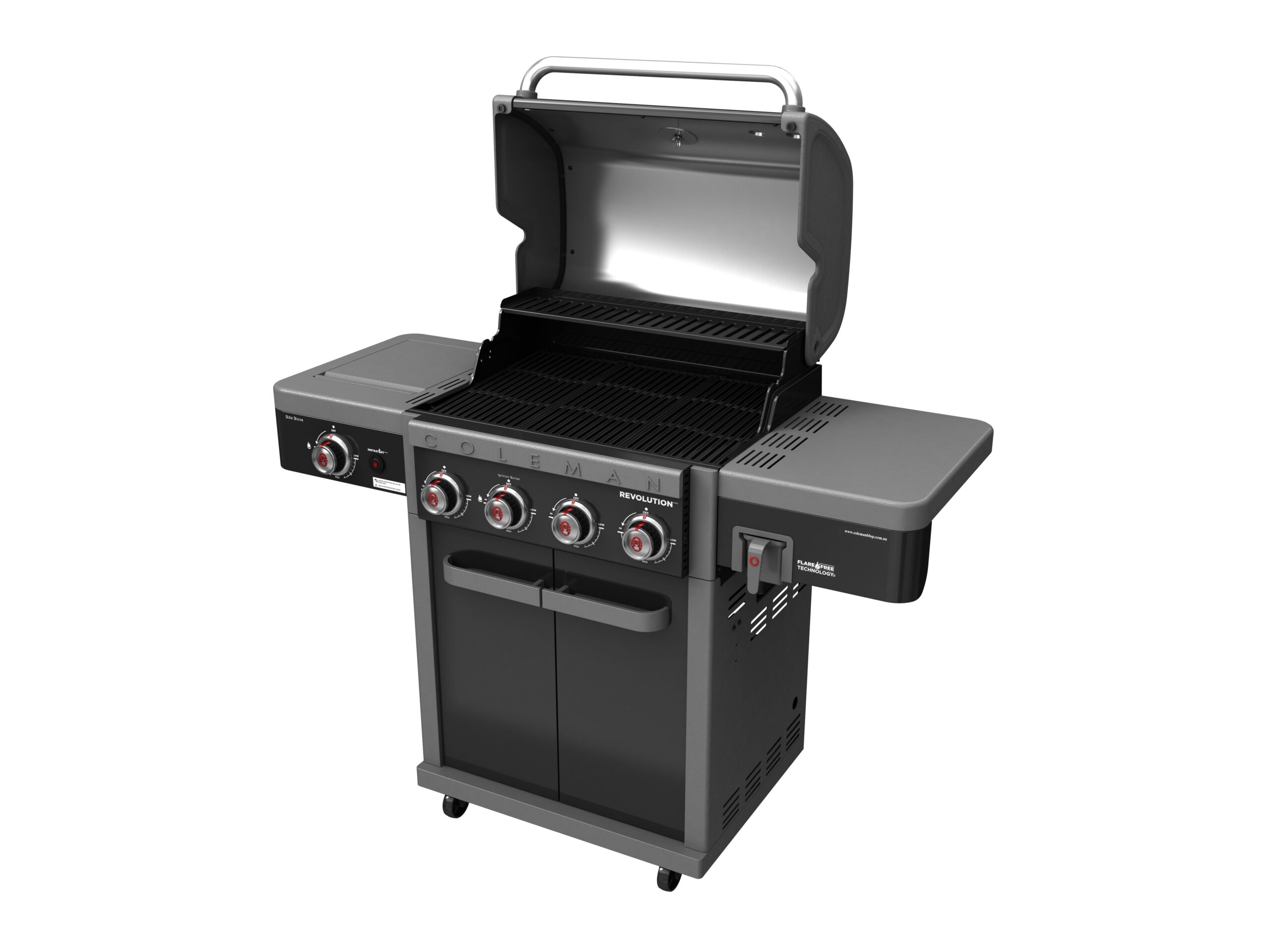 Coleman Revolution 4 Burner BBQ with Side Burner - Black Gloss
