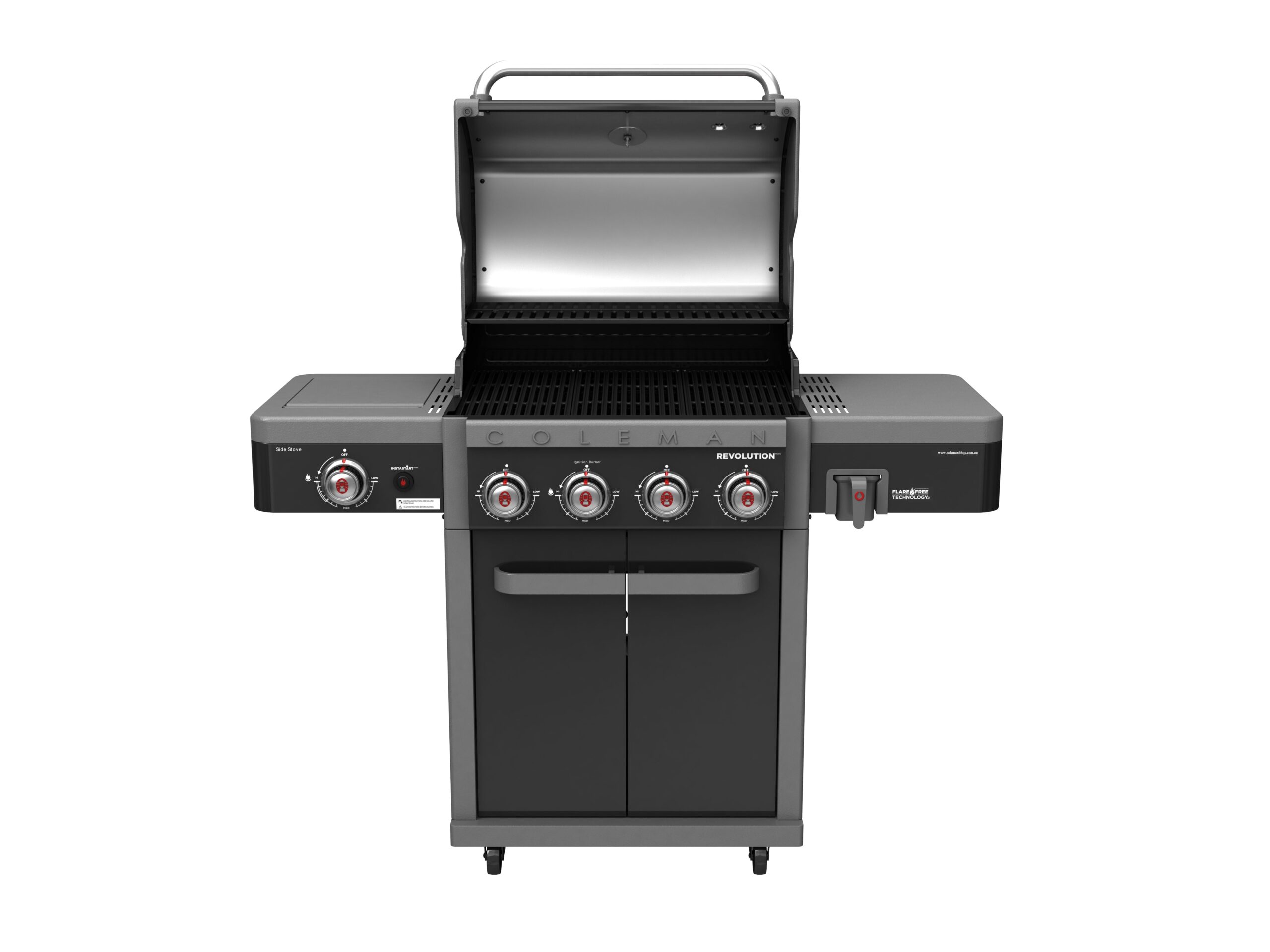 Coleman Revolution 4 Burner BBQ with Side Burner - Black Gloss