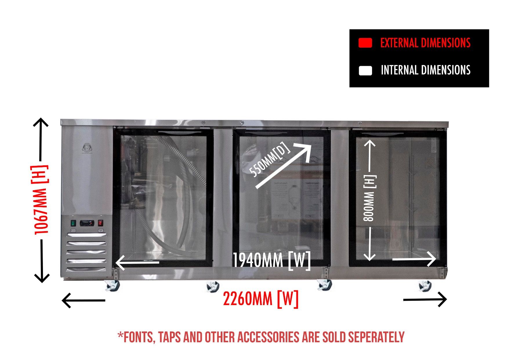 KegMaster Super Deluxe Three Door Kegerator
