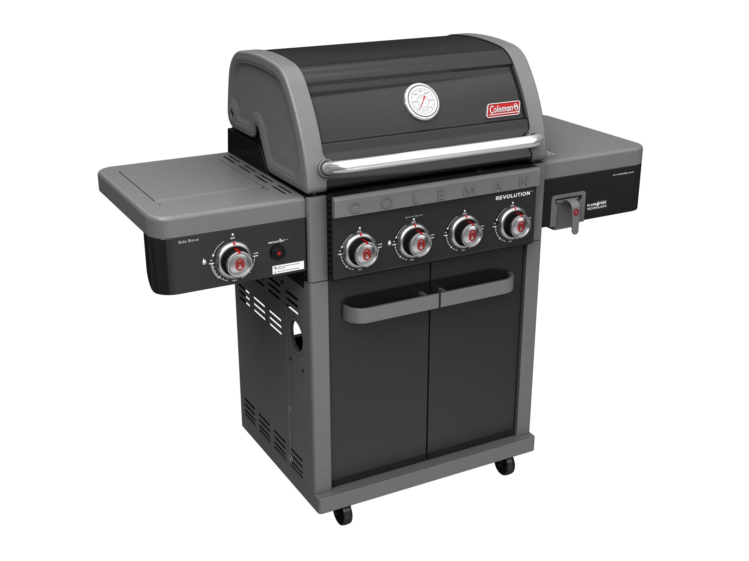 Coleman Revolution 4 Burner BBQ with Side Burner - Black Gloss