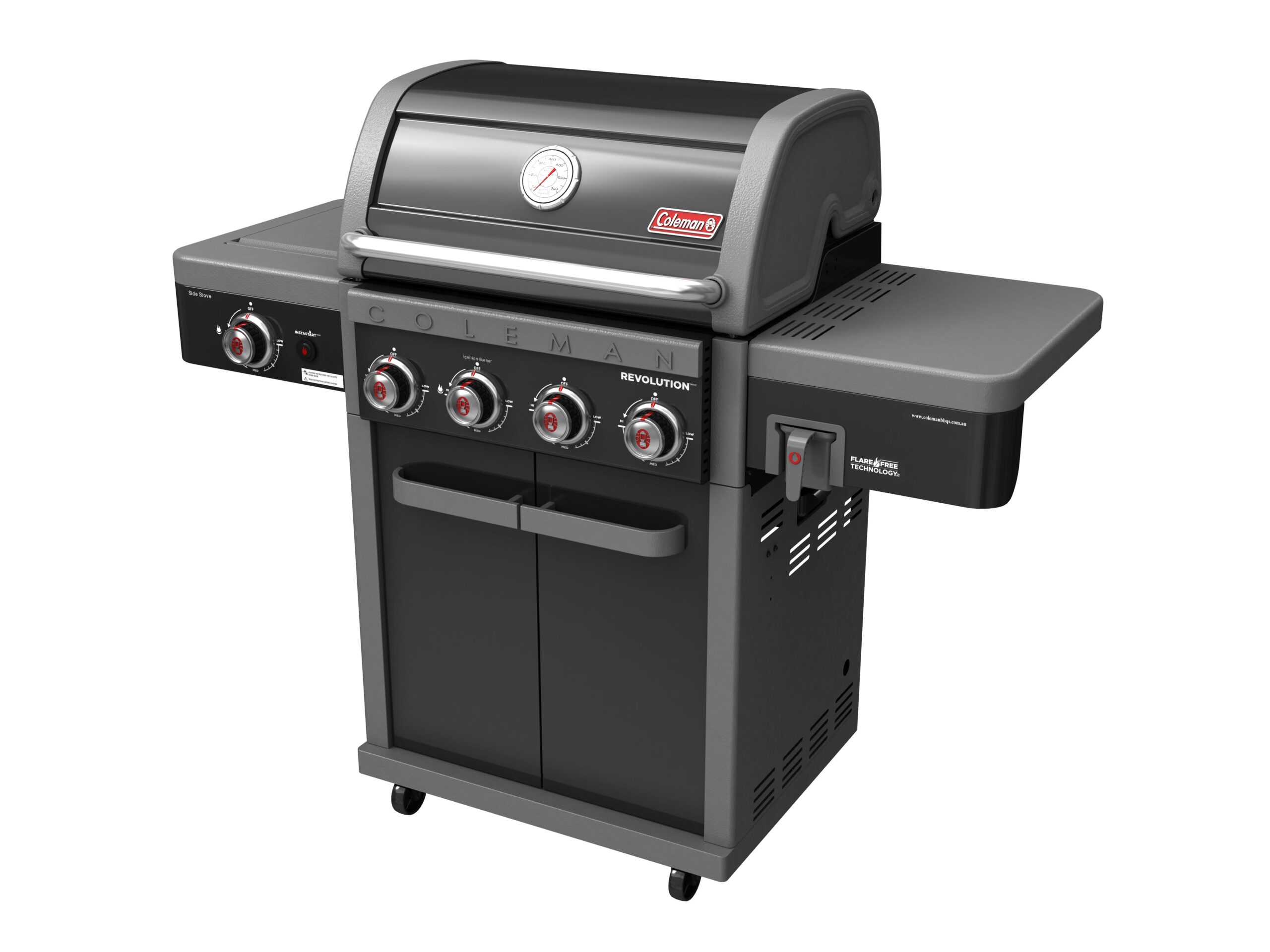 Coleman Revolution 4 Burner BBQ with Side Burner - Black Gloss
