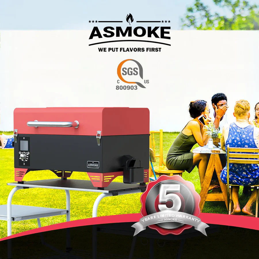 Asmoke AS300 Portable Pellet Grill and Smoker - Red