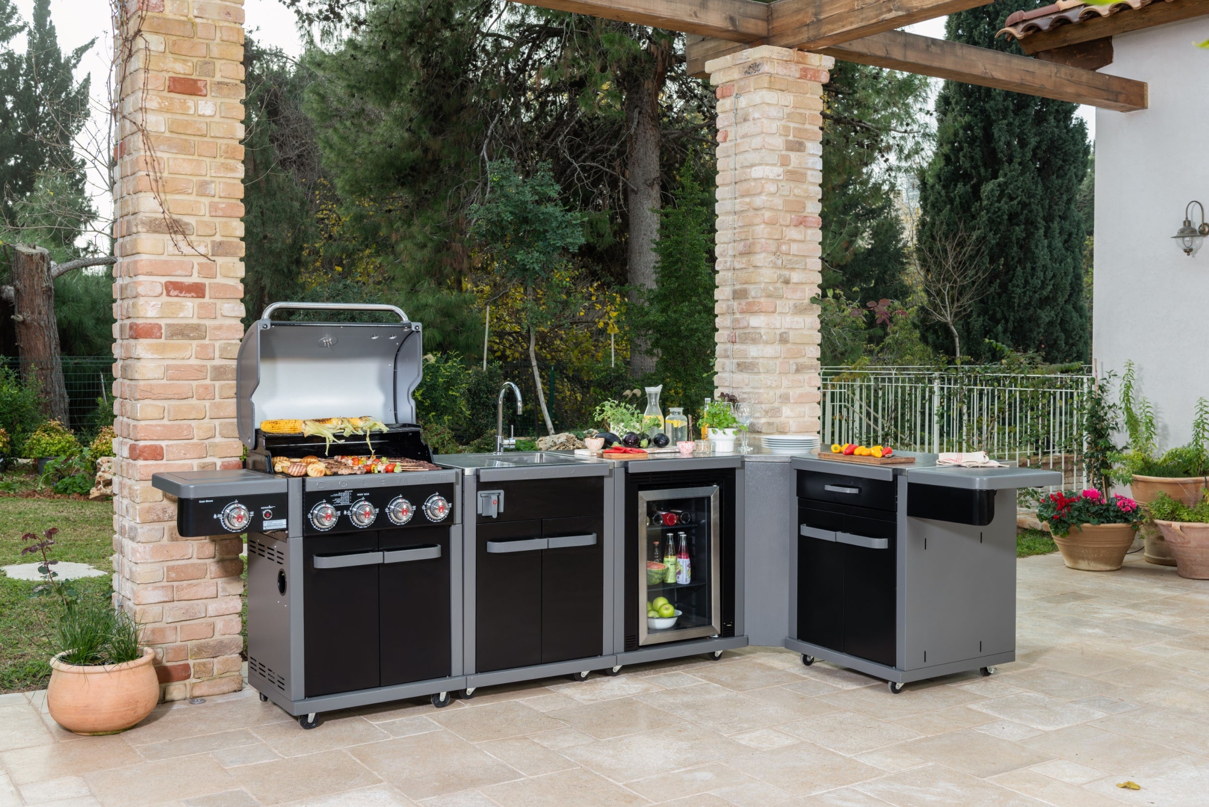 Coleman Revolution 4 Burner BBQ with Side Burner - Black Gloss