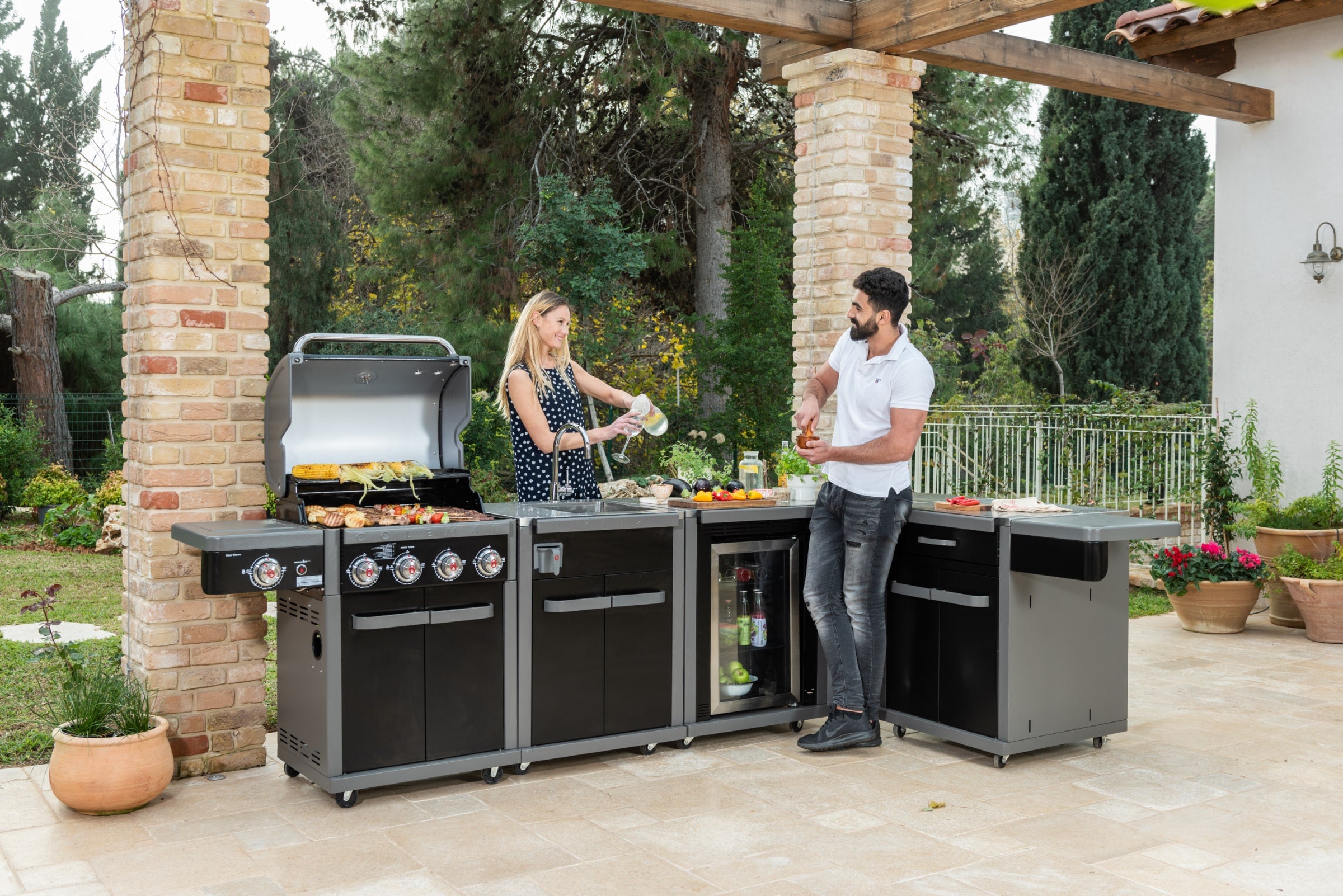 Coleman Revolution 4 Burner BBQ with Side Burner - Black Gloss