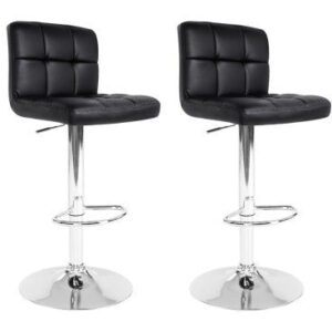 Artiss Set of 2 PU Leather Gas Lift Bar Stools - Black