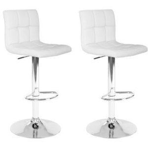 Artiss Set of 2 PU Leather Gas Lift Bar Stools - White
