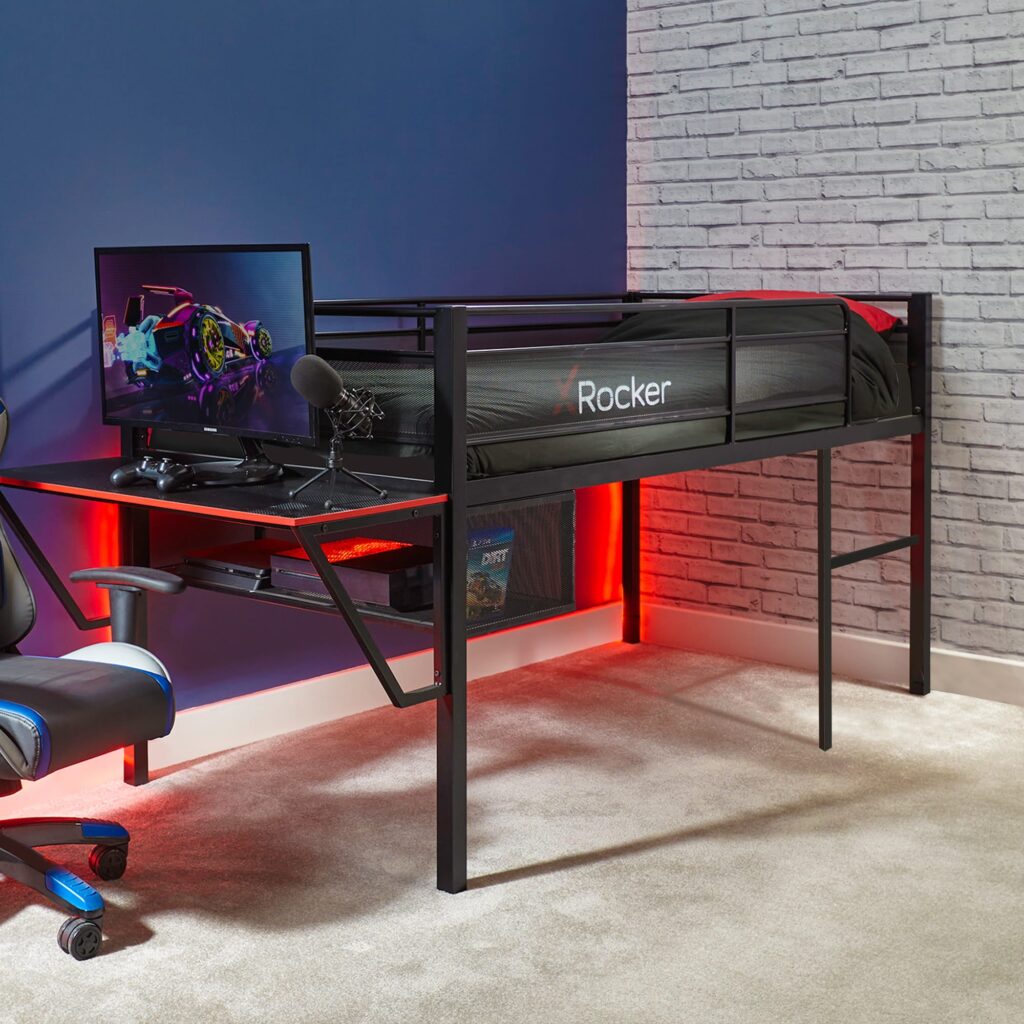 X Rocker Sanctum Gaming Mid-Sleeper Bed with Desk