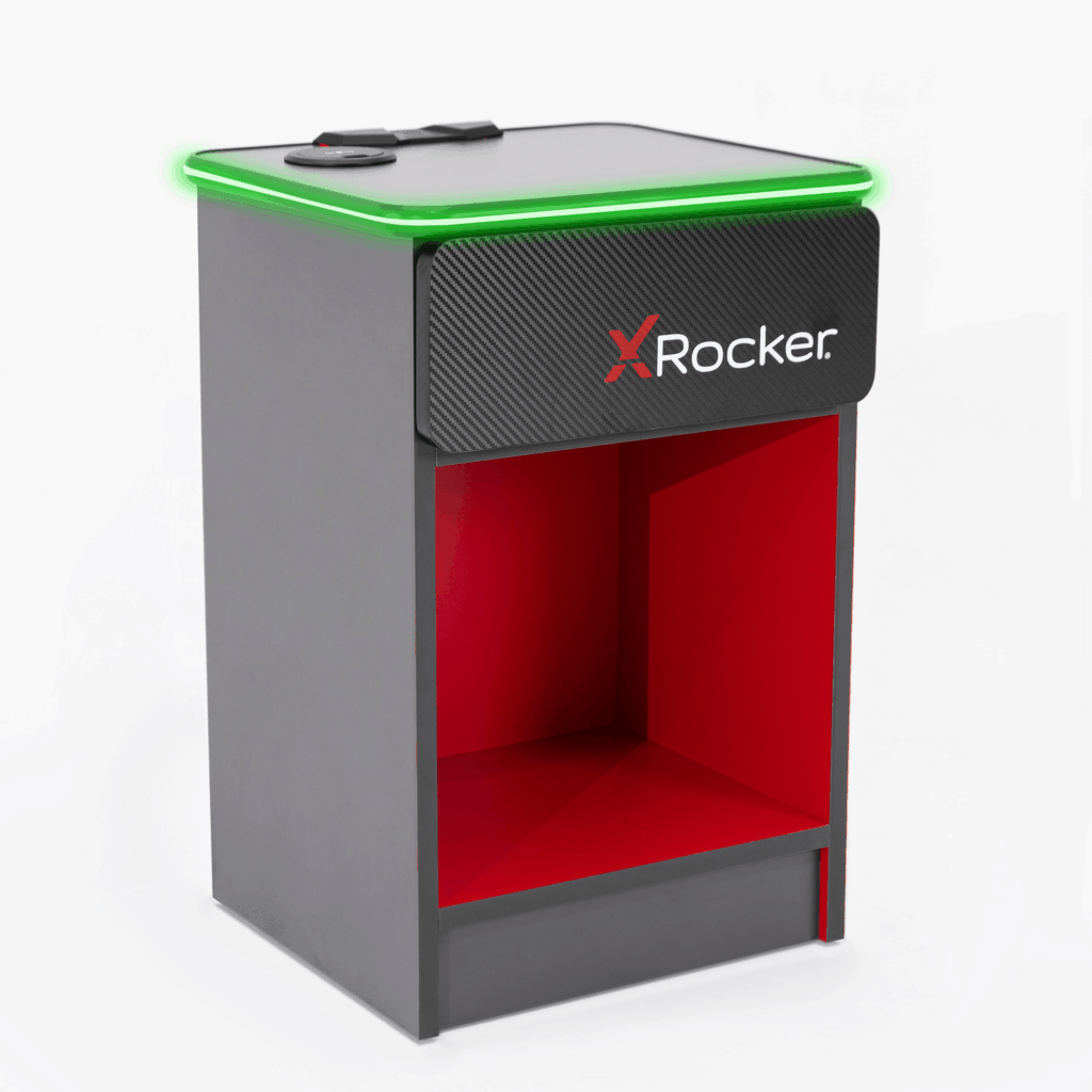 X Rocker Carbon-Tek Bedside Table with Wireless Charging and LED Lights