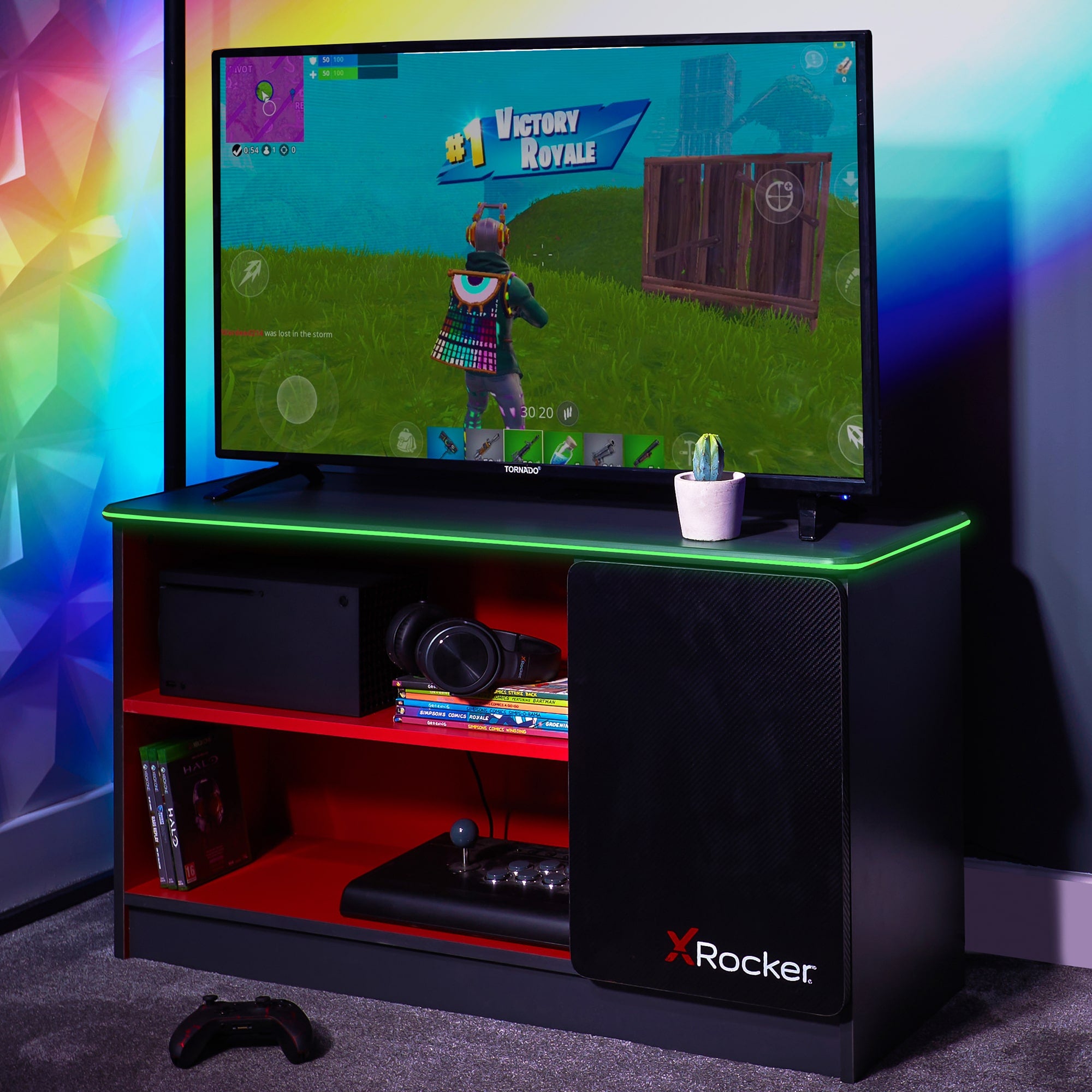 X Rocker Carbon-Tek TV Media Unit with LED Lights
