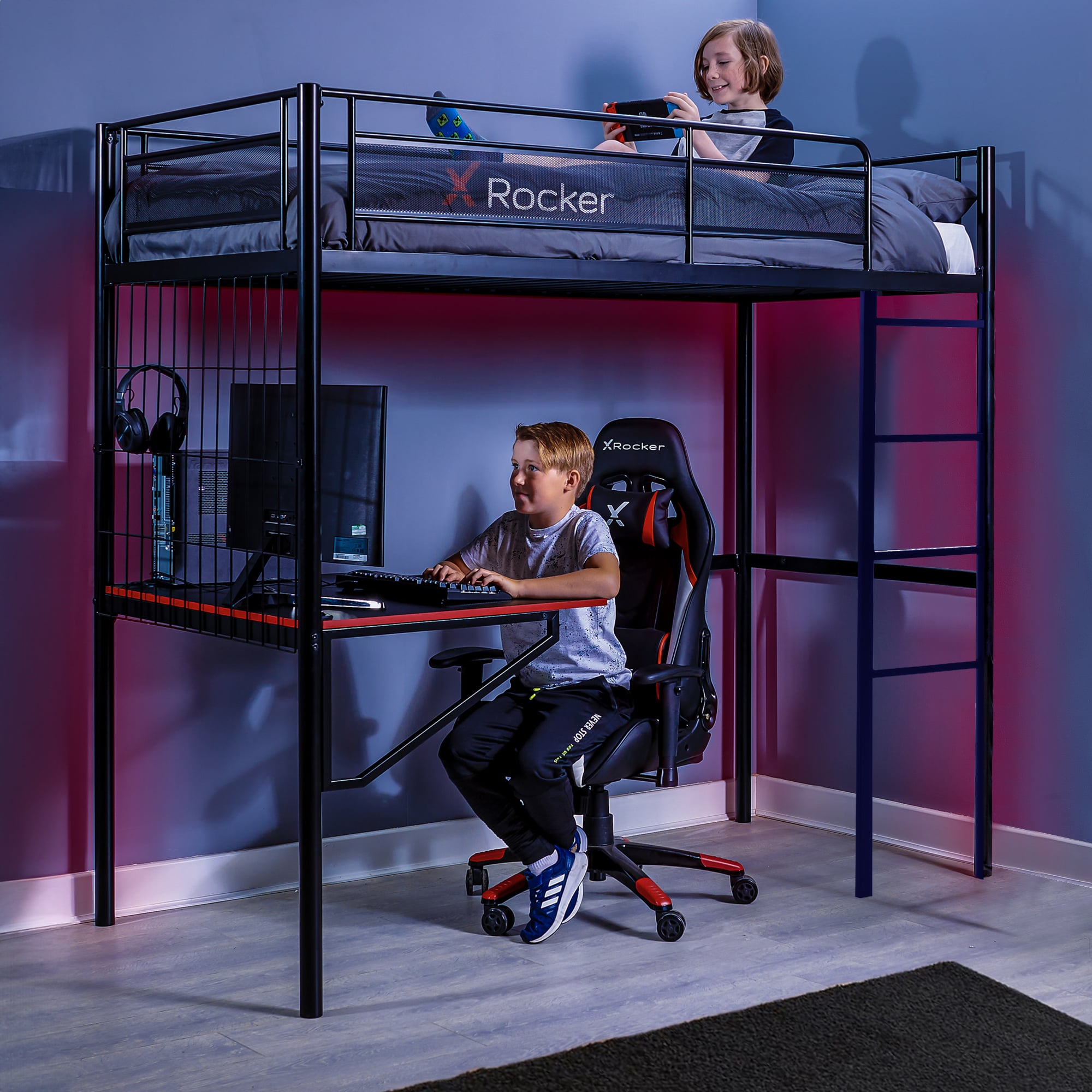 X Rocker Icarus XL High-Sleeper Gaming Bunk Bed with Desk