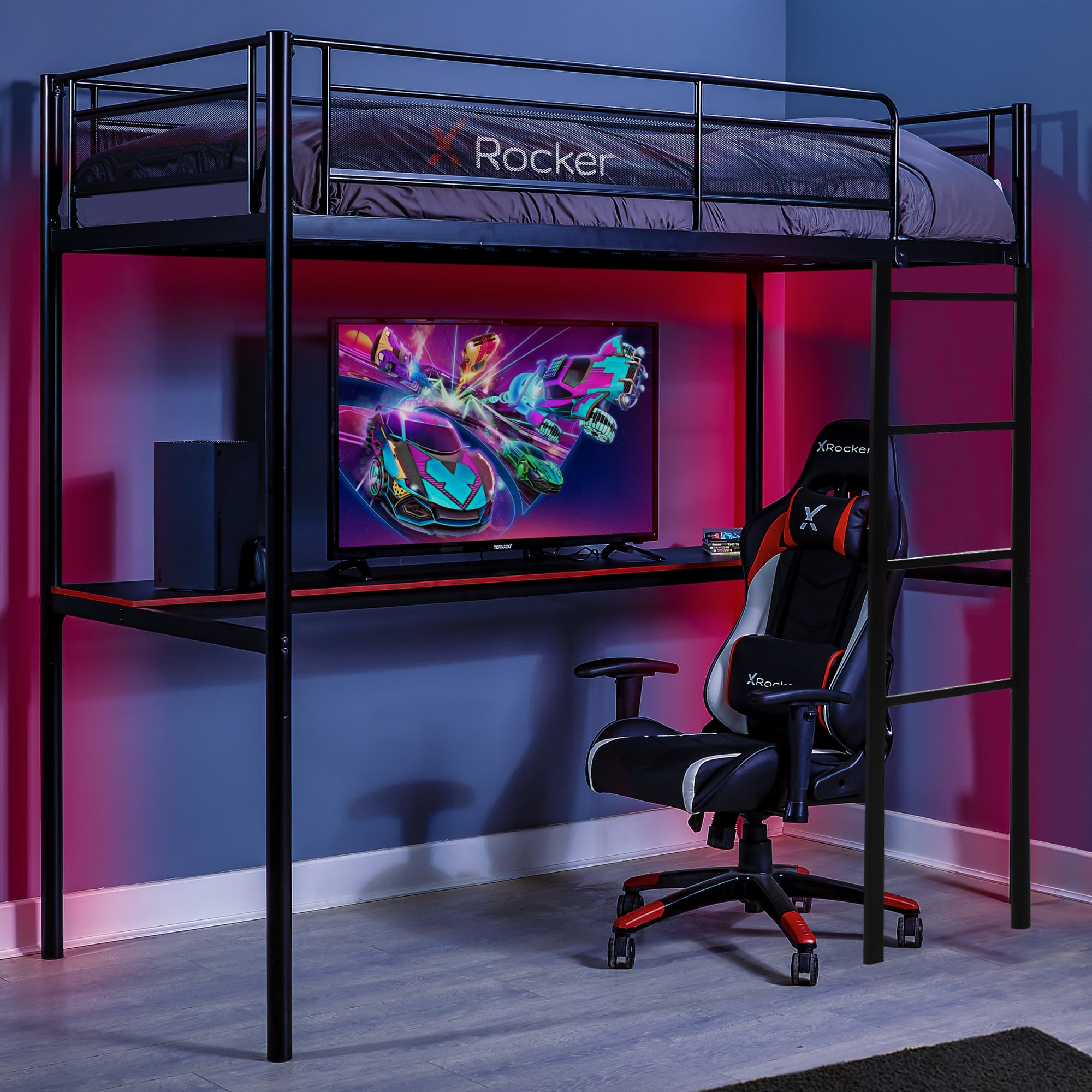 X Rocker HQ High-Sleeper Gaming Bed with Desk