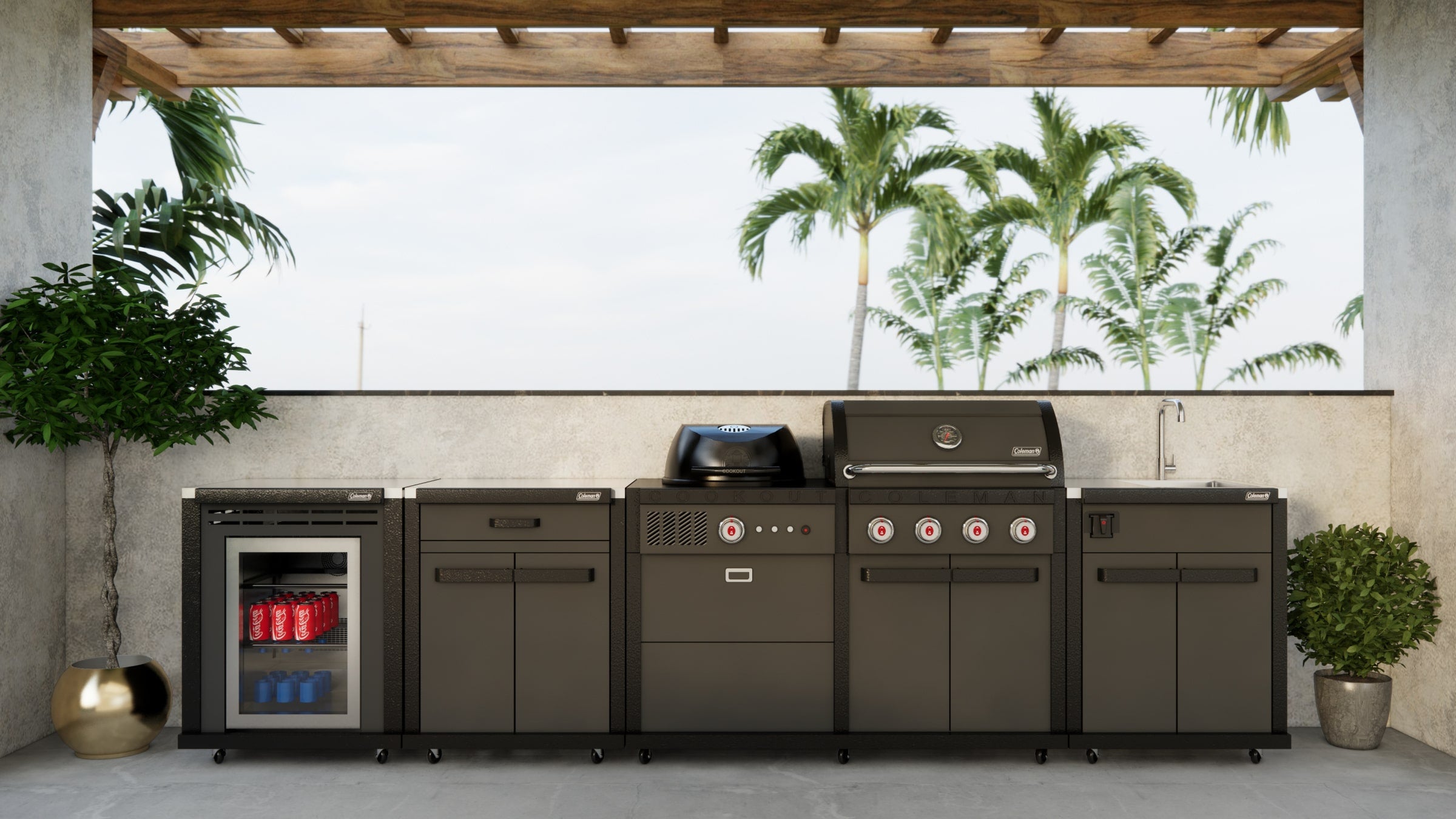 Coleman Revolution 4 Burner BBQ with Side Burner - Black Matte