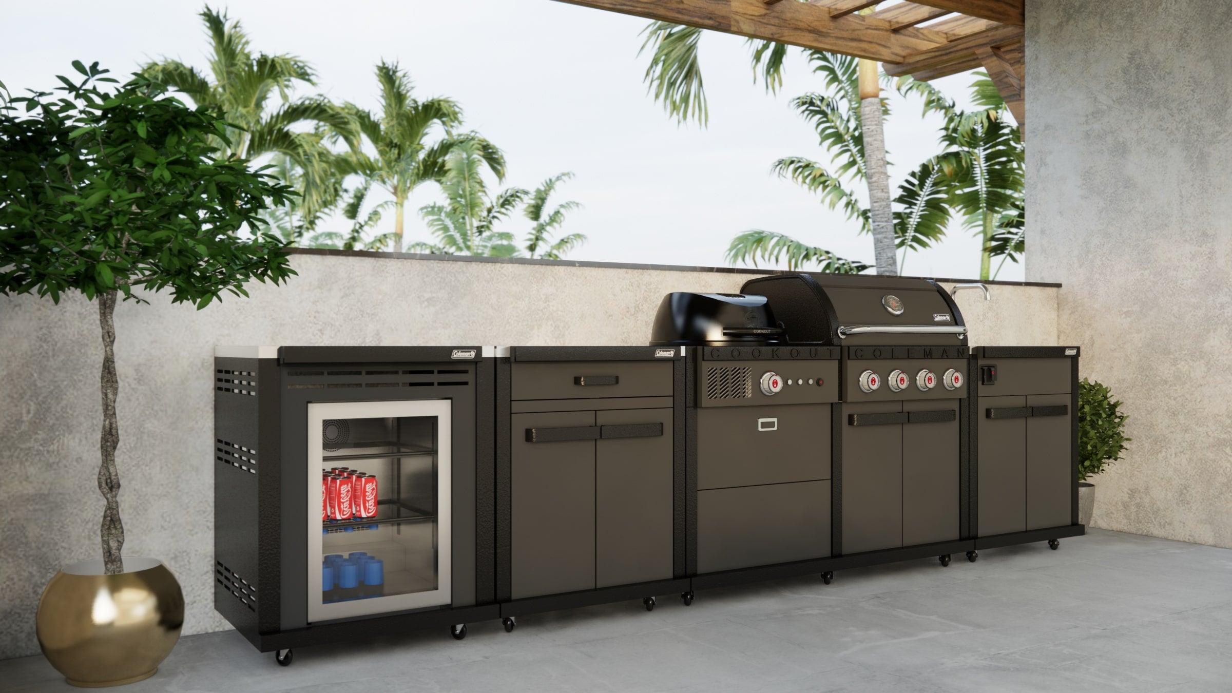 Coleman Revolution 4 Burner BBQ with Side Burner - Black Matte
