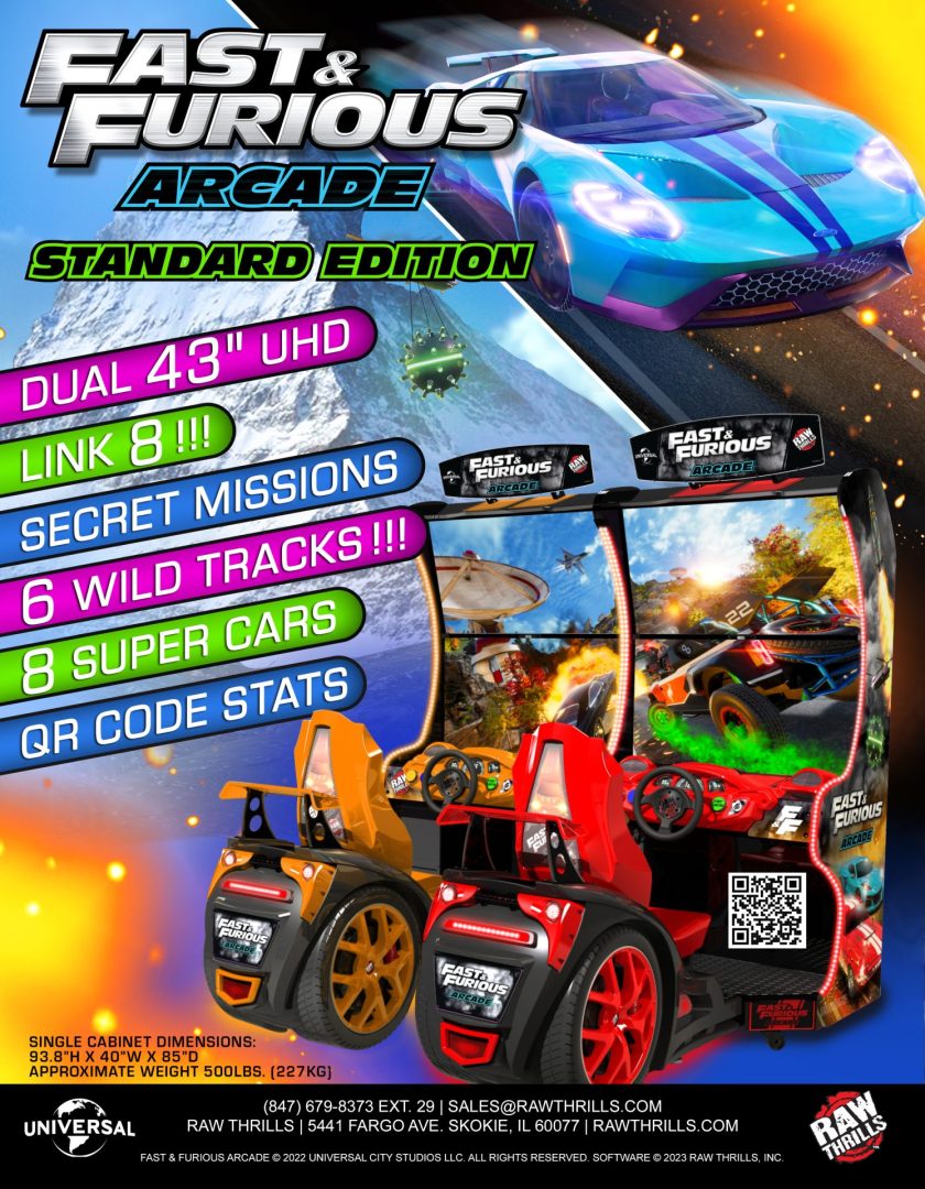 The Fast & Furious arcade sell sheet