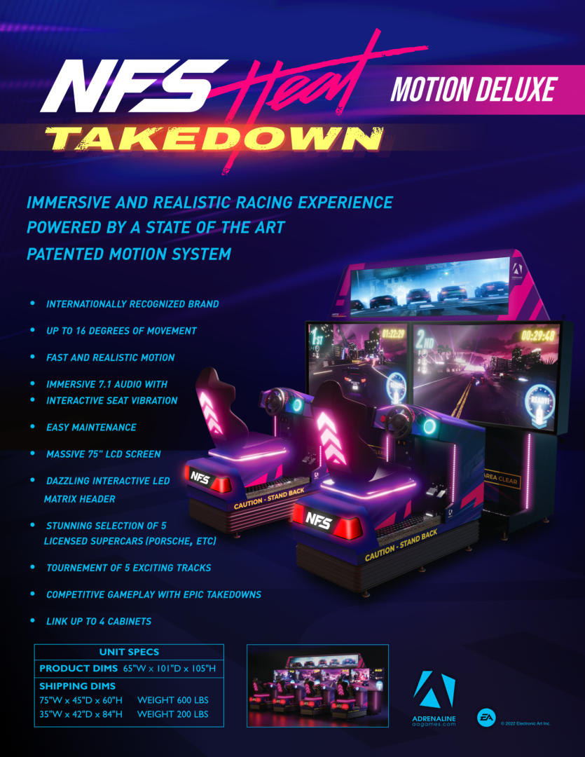 NFS Heat Takedown Deluxe Brings Motion Racing to Arcades