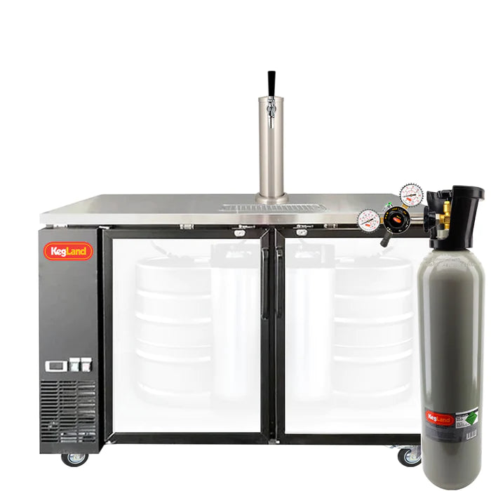 Grand Deluxe 3 Black Two Glass Door Kegerator