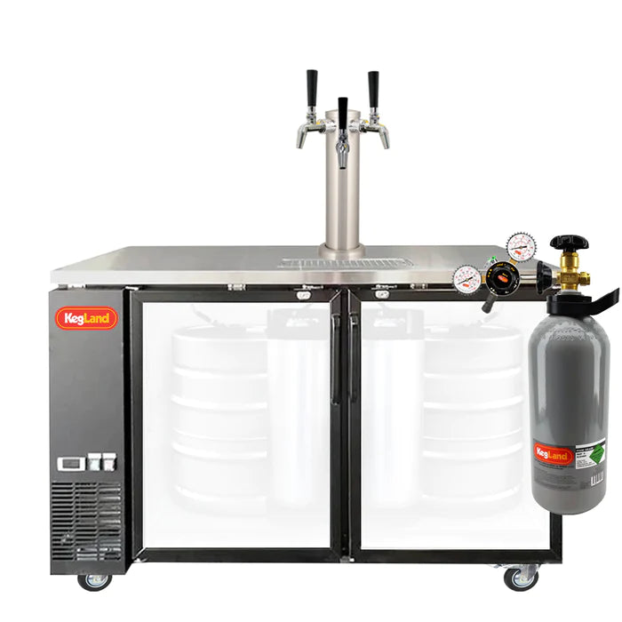 Grand Deluxe 3 Black Two Glass Door Kegerator