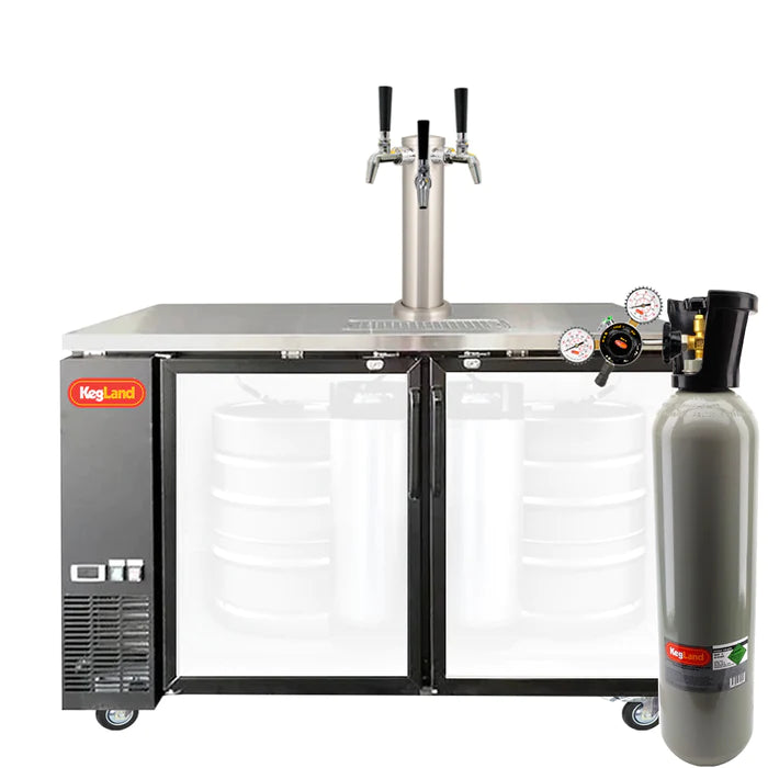 Grand Deluxe 3 Black Two Glass Door Kegerator