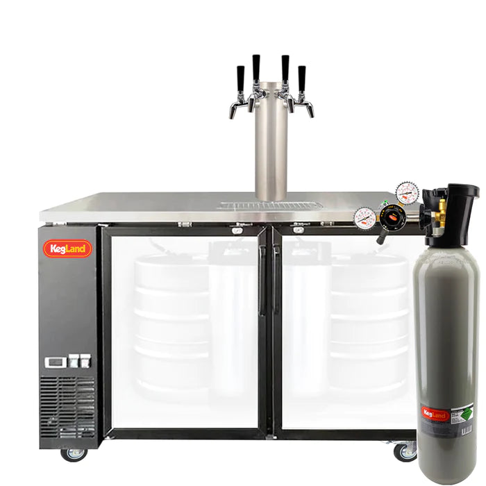 Grand Deluxe 3 Black Two Glass Door Kegerator