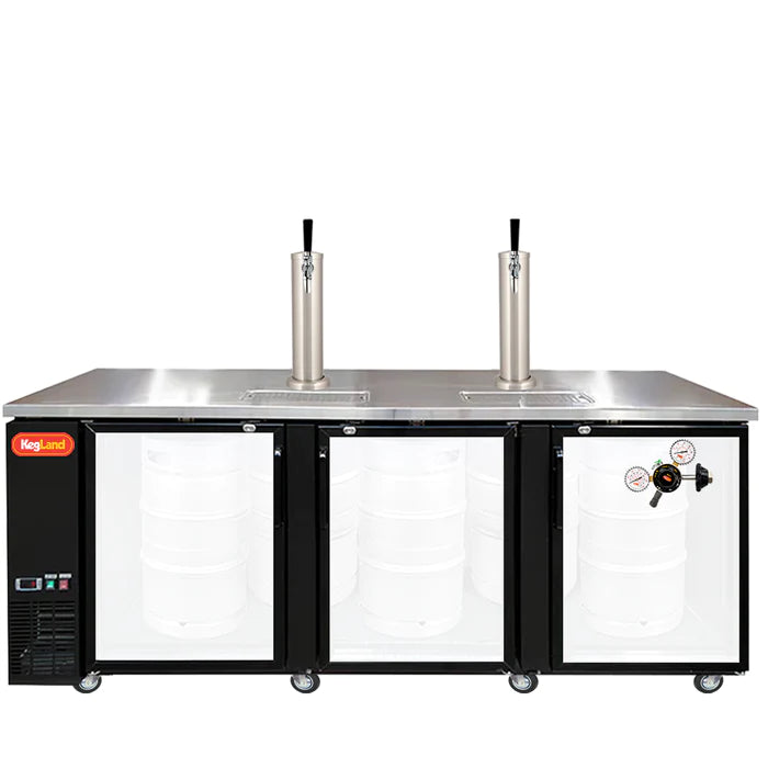 Grand Deluxe 3 Black Three Glass Door Kegerator