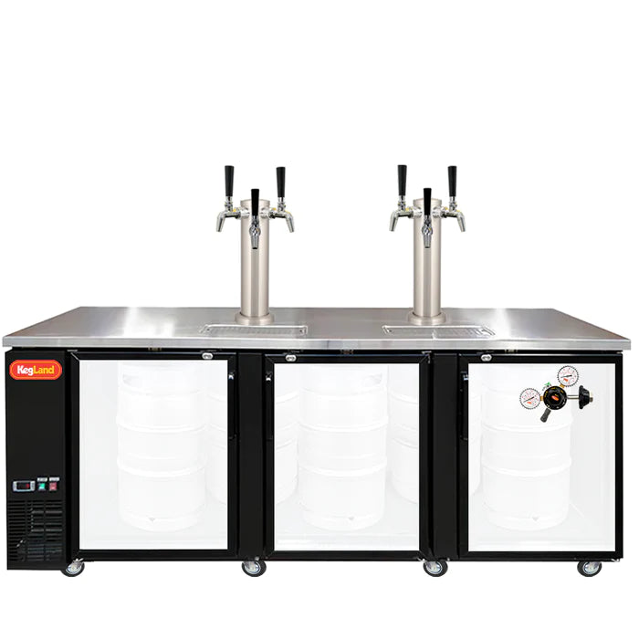 Grand Deluxe 3 Black Three Glass Door Kegerator