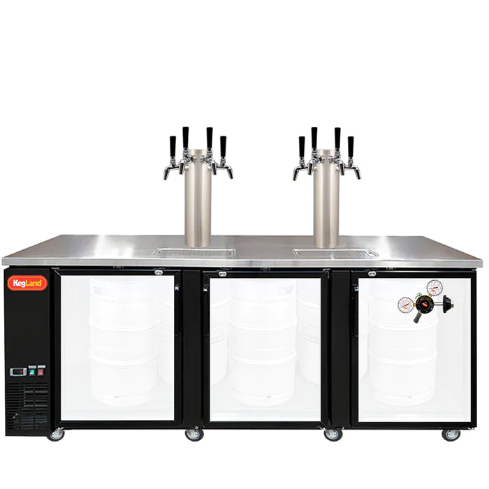 Grand Deluxe 3 Black Three Glass Door Kegerator
