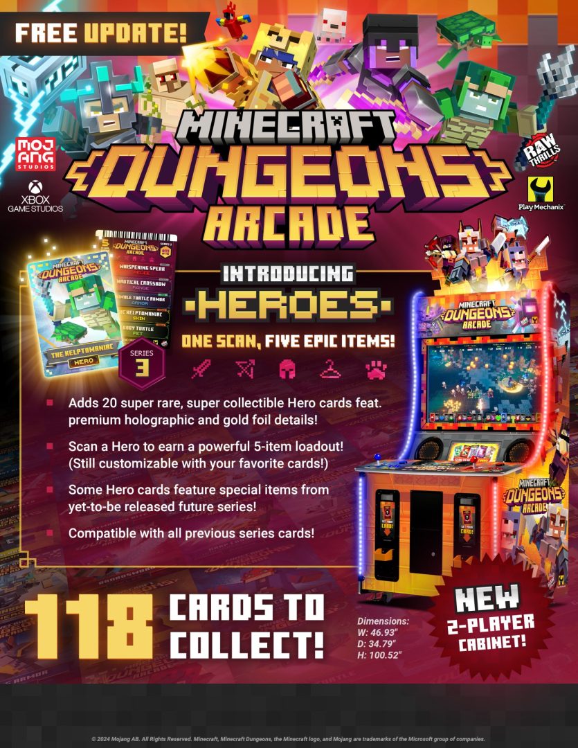 Raw Thrills Launches Series 3 for Minecraft Dungeons Arcade