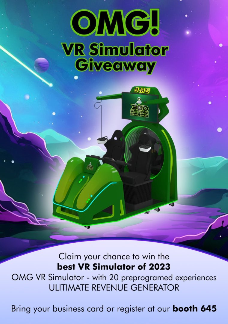 OMG Simulator IAAPA 2023 raffle flyer