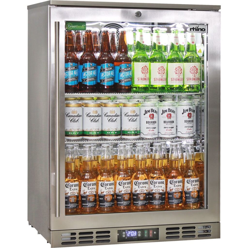 Rhino Stainless Steel 1 Heated Glass Door Bar Fridge