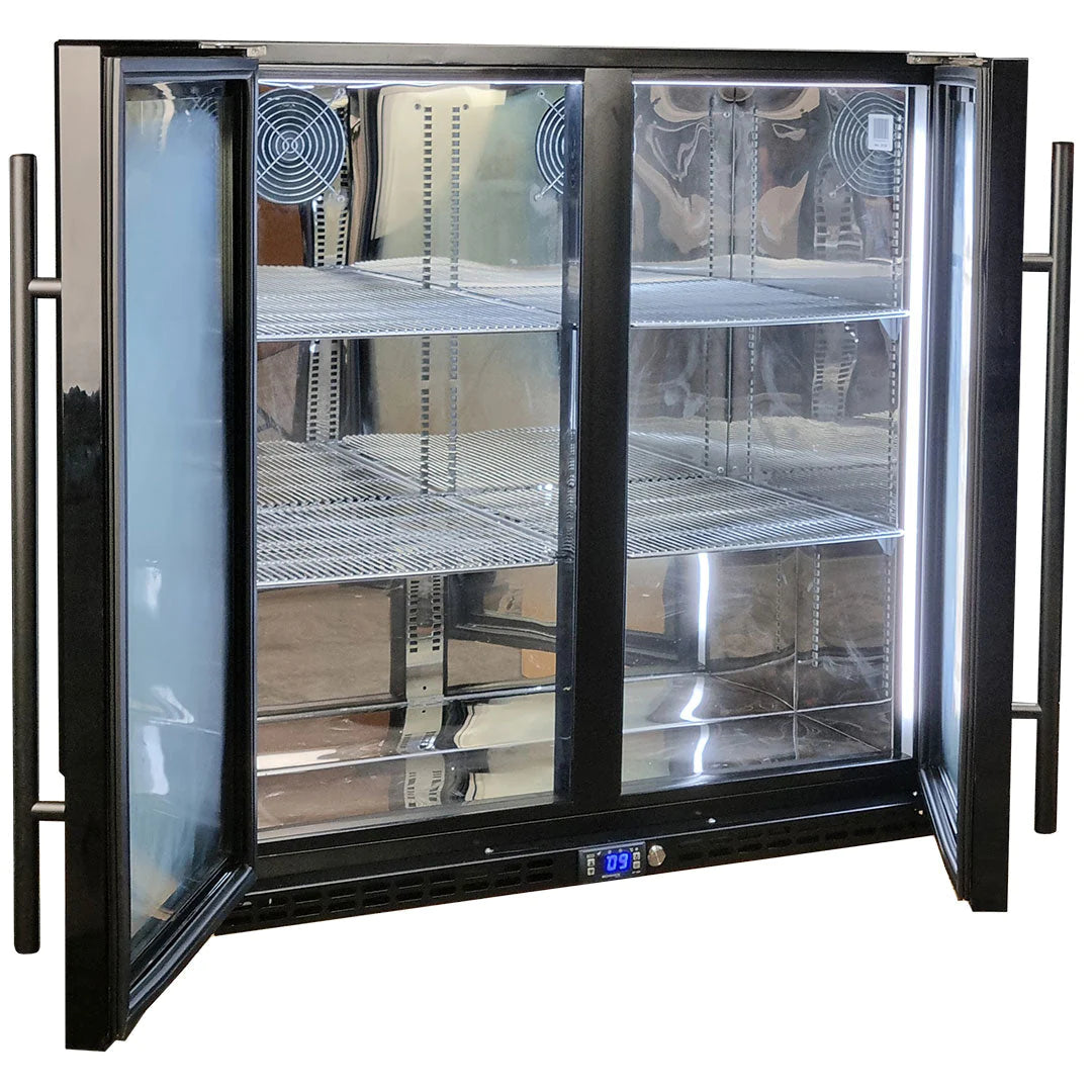 Schmick Black Quiet Under Bench Triple Glazed 2 Door Bar Fridge