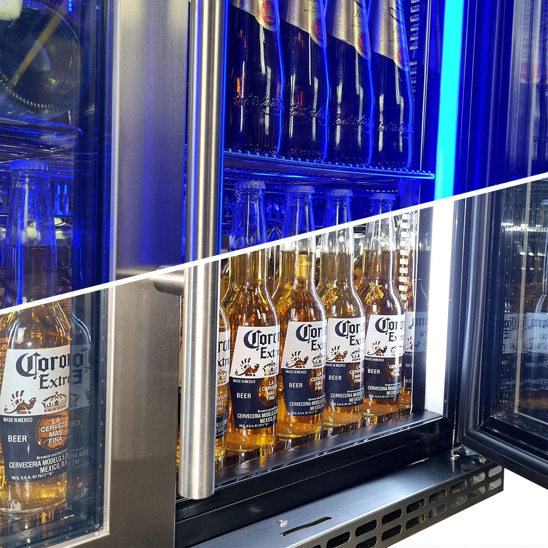 Schmick Black Quiet Under Bench Triple Glazed 2 Door Bar Fridge