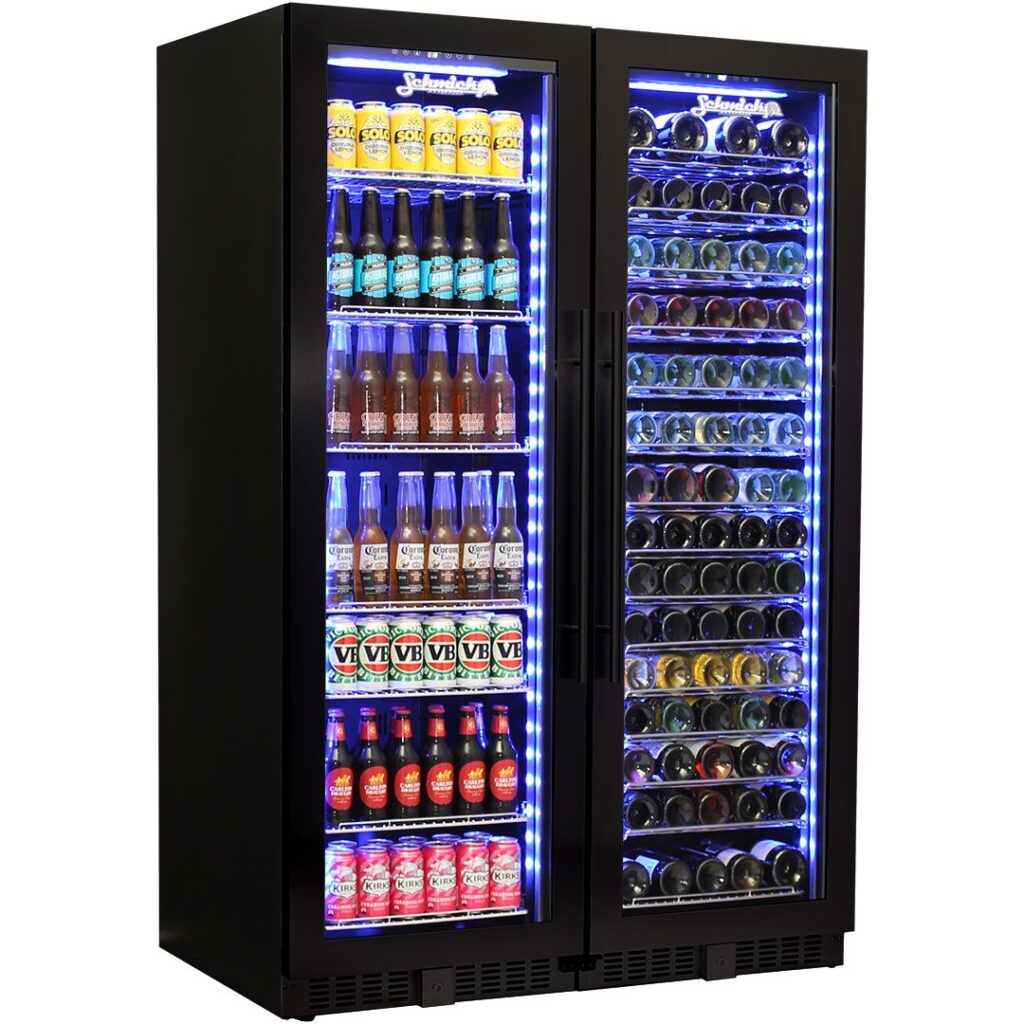 Schmick Upright Glass Door Black Beer And Wine Fridge