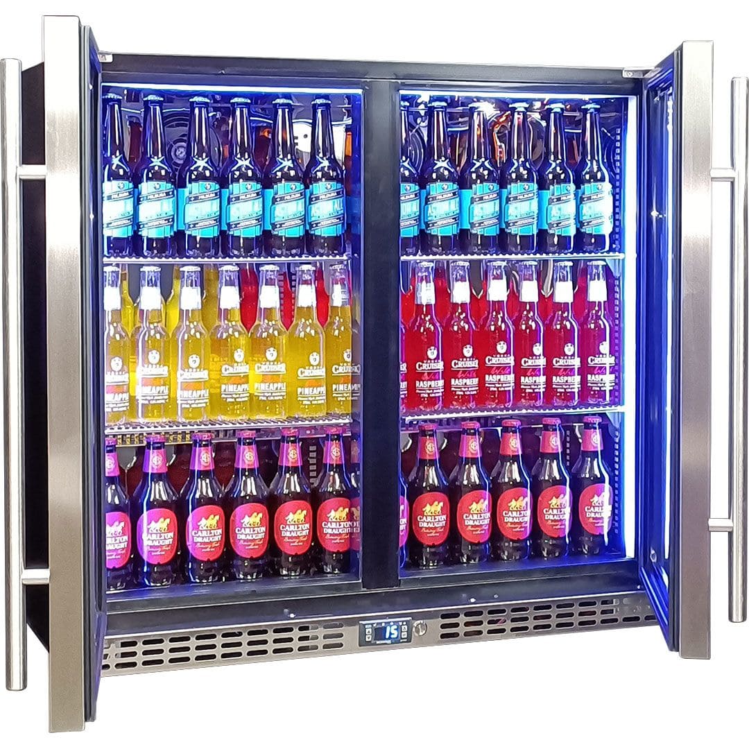 Schmick Twin Door Quiet Running Stainless Triple Glazed Glass Door Bar Fridge