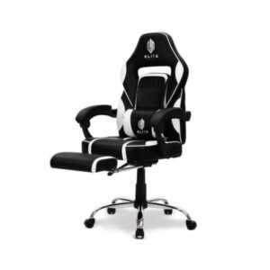 Overdrive Black and White Gaming Chair with Footrest