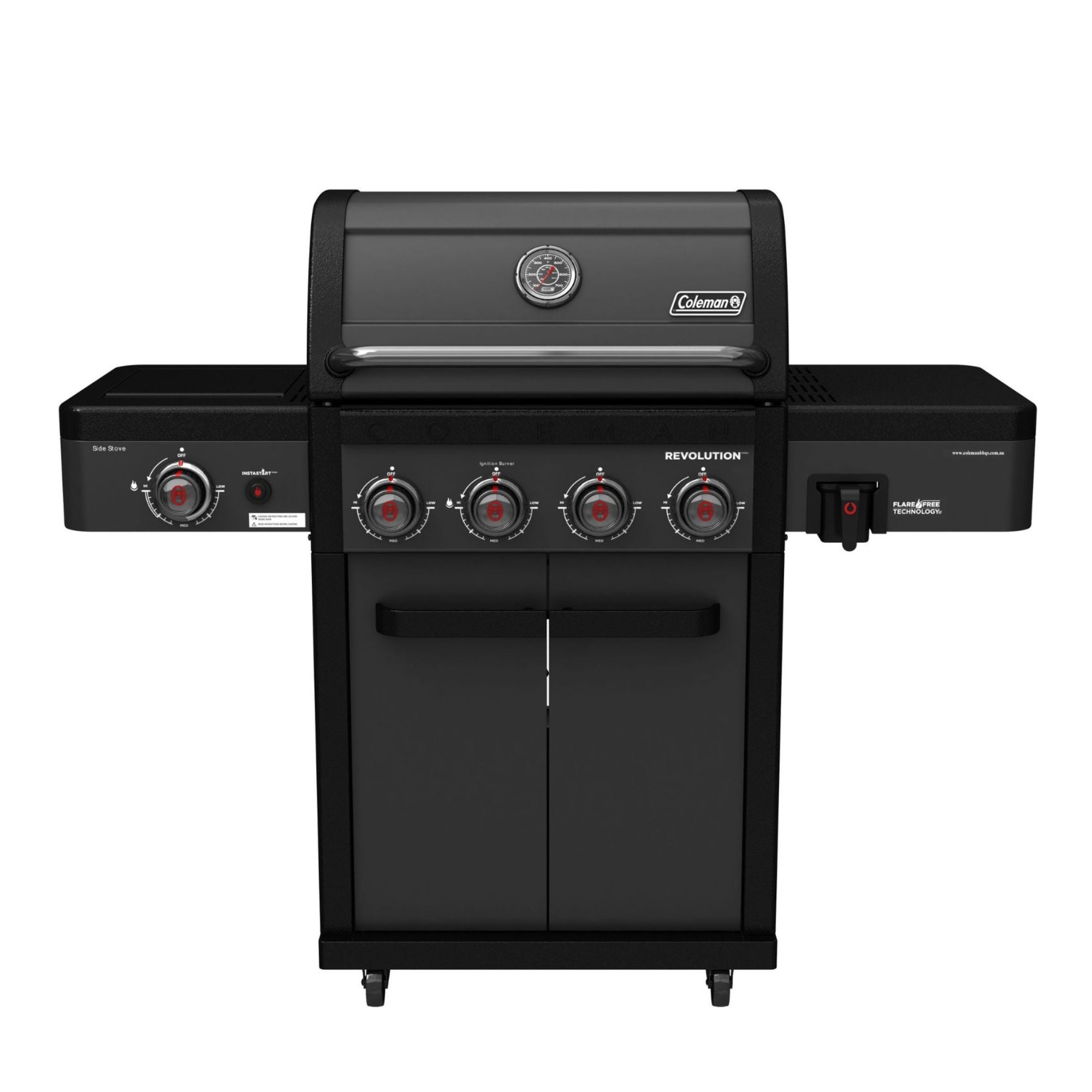 Coleman Revolution 4 Burner BBQ with Side Burner - Black Matte