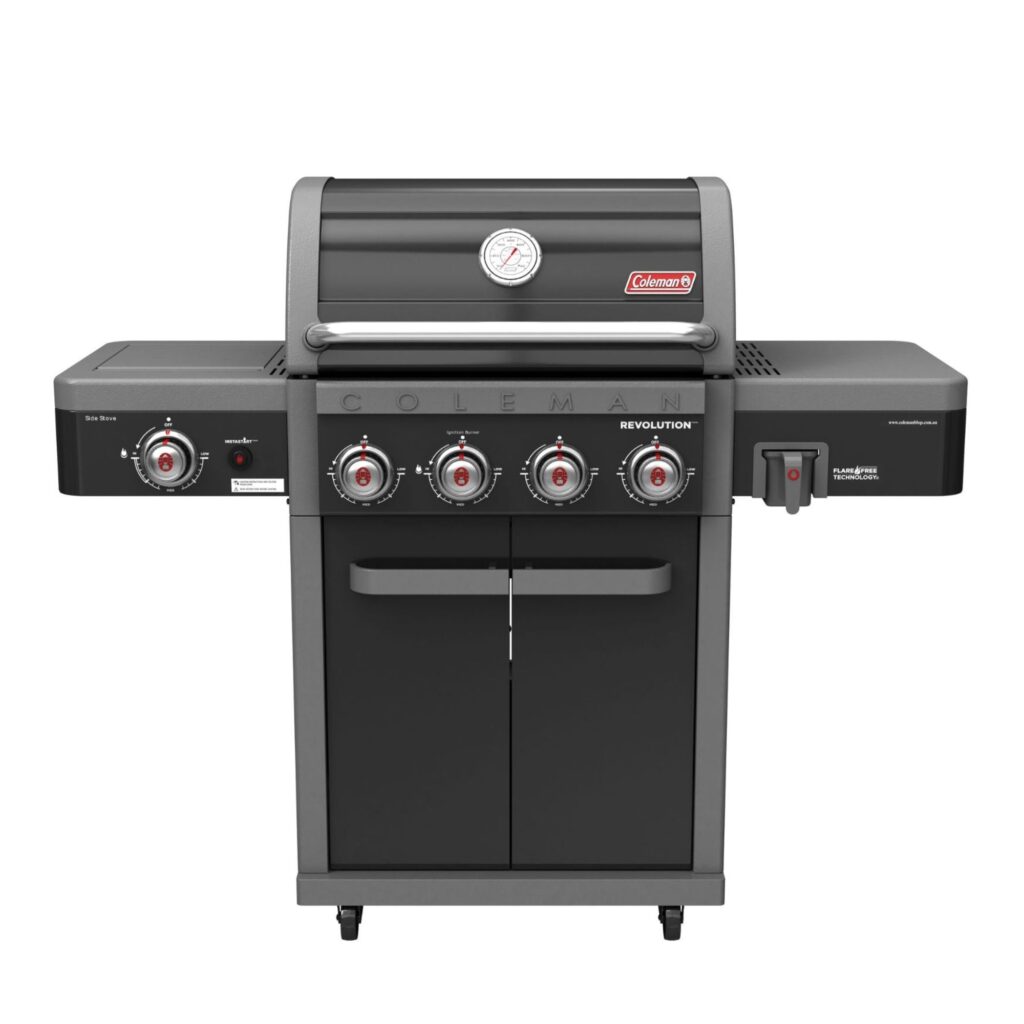 Coleman Revolution 4 Burner BBQ with Side Burner - Black Gloss