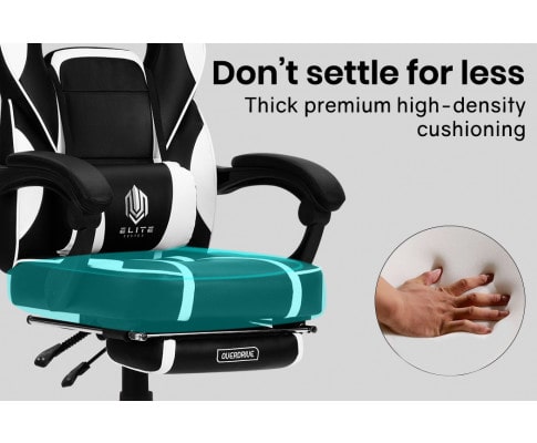 Overdrive Black and White Gaming Chair with Footrest