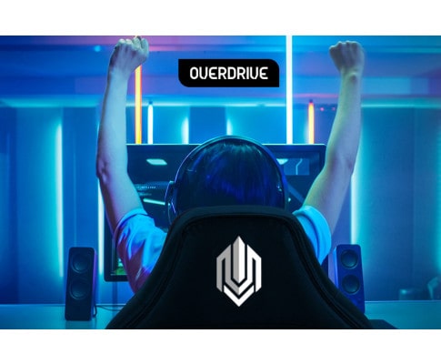 Overdrive Black and White Gaming Chair with Footrest