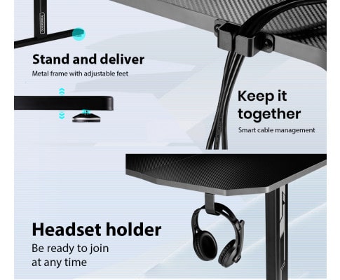Overdrive Black Carbon Fiber Gaming Desk