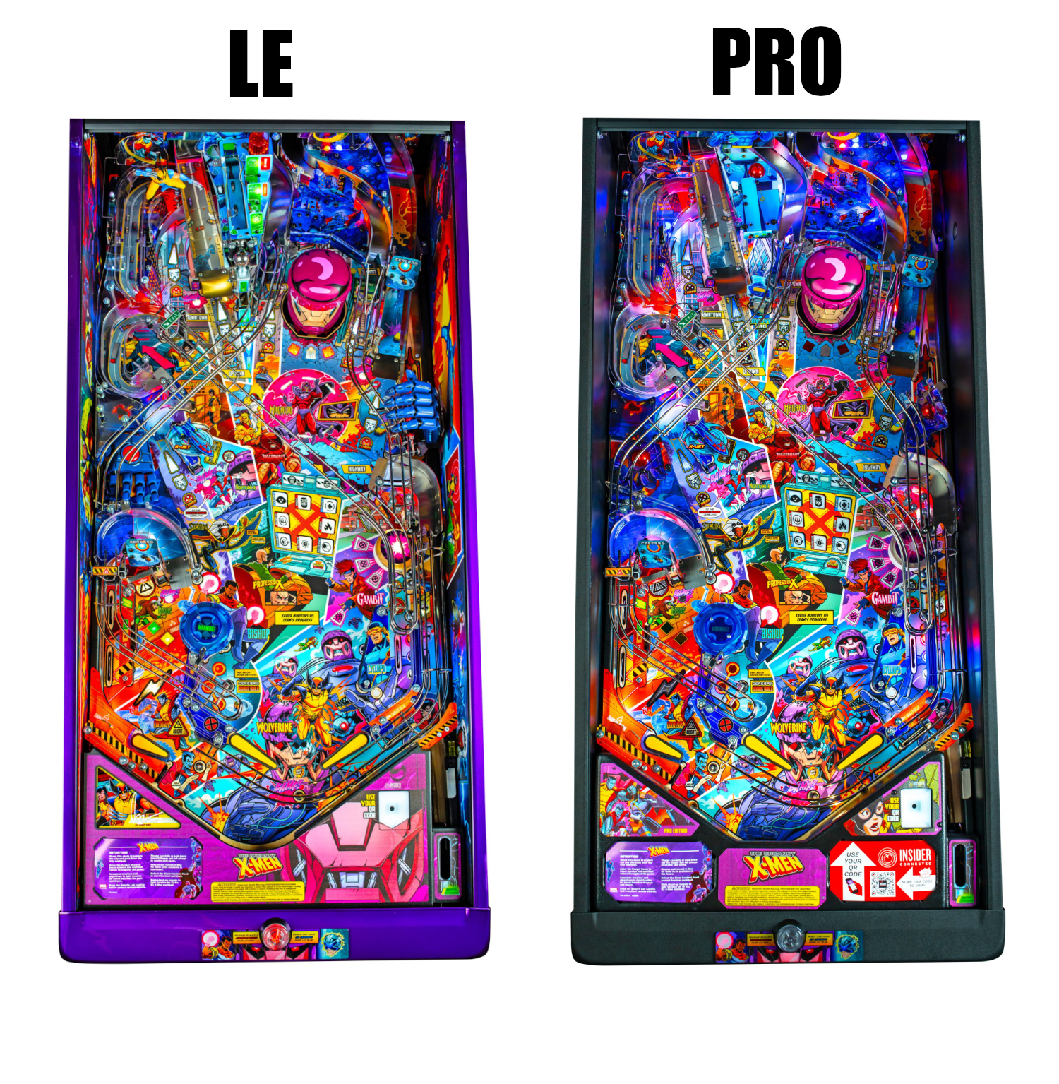 The Uncanny X-MEN by Stern Pinball, top down comparison view