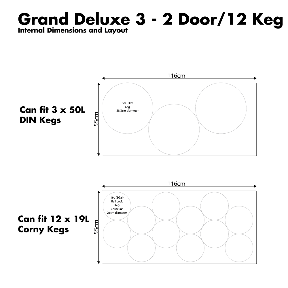 Grand Deluxe 3 Black Two Glass Door Kegerator